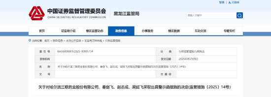 万隆优配 财务资助未合规披露! 哈三联及相关责任人被出具警示函